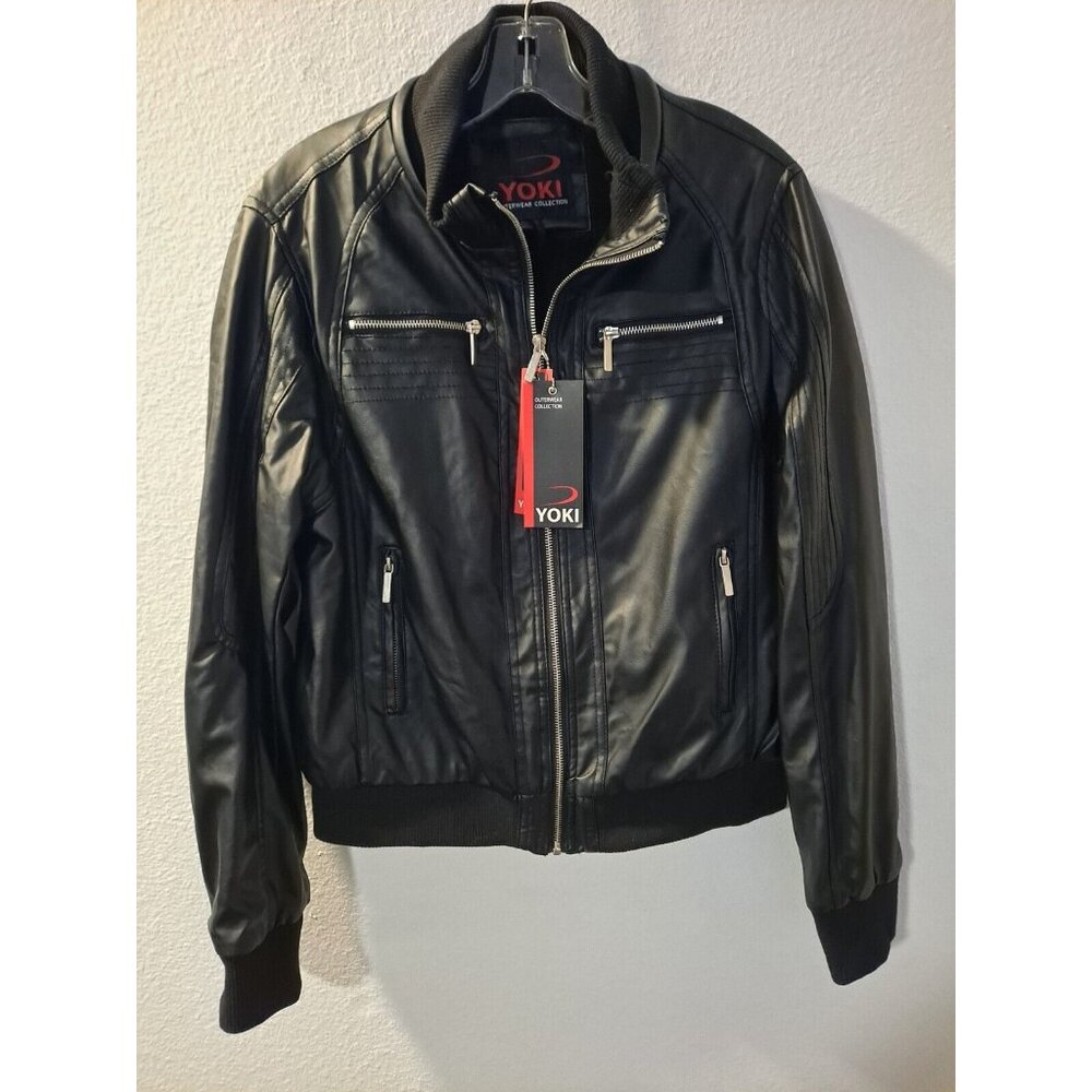 YOKI Outerwear Women's Faux Leather Black Jacket w/ Sherpa Lining, Size XL, NWT